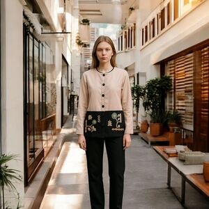 Vintage Pink Black and Teal Blazer Jacket Sz 8 Casual Corner Annex